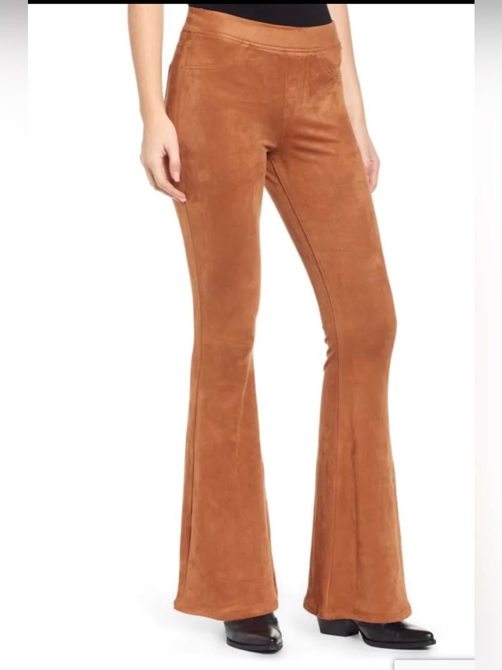 Anthropologie Sexy & Comfortable Suede-Look Flare Pants- Chestnut Brown LIKE NEW